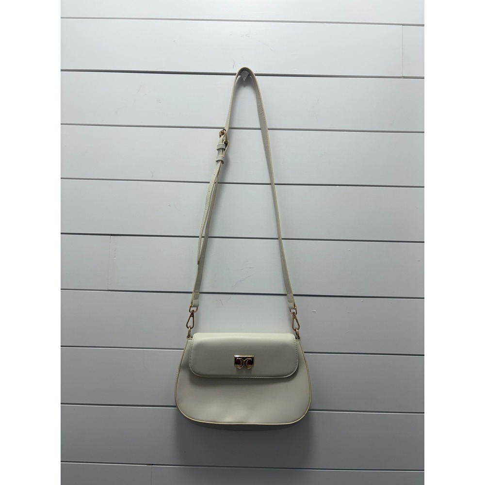 Cluci Vegan Leather White Hobo Crossbody Bag